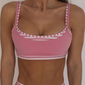 Liaison Pink Pedals Stripe Sports bra